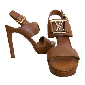 Louis Vuitton Horizon Brown Leather Slingback Platform Sandals IT 36.5 US 6.5
